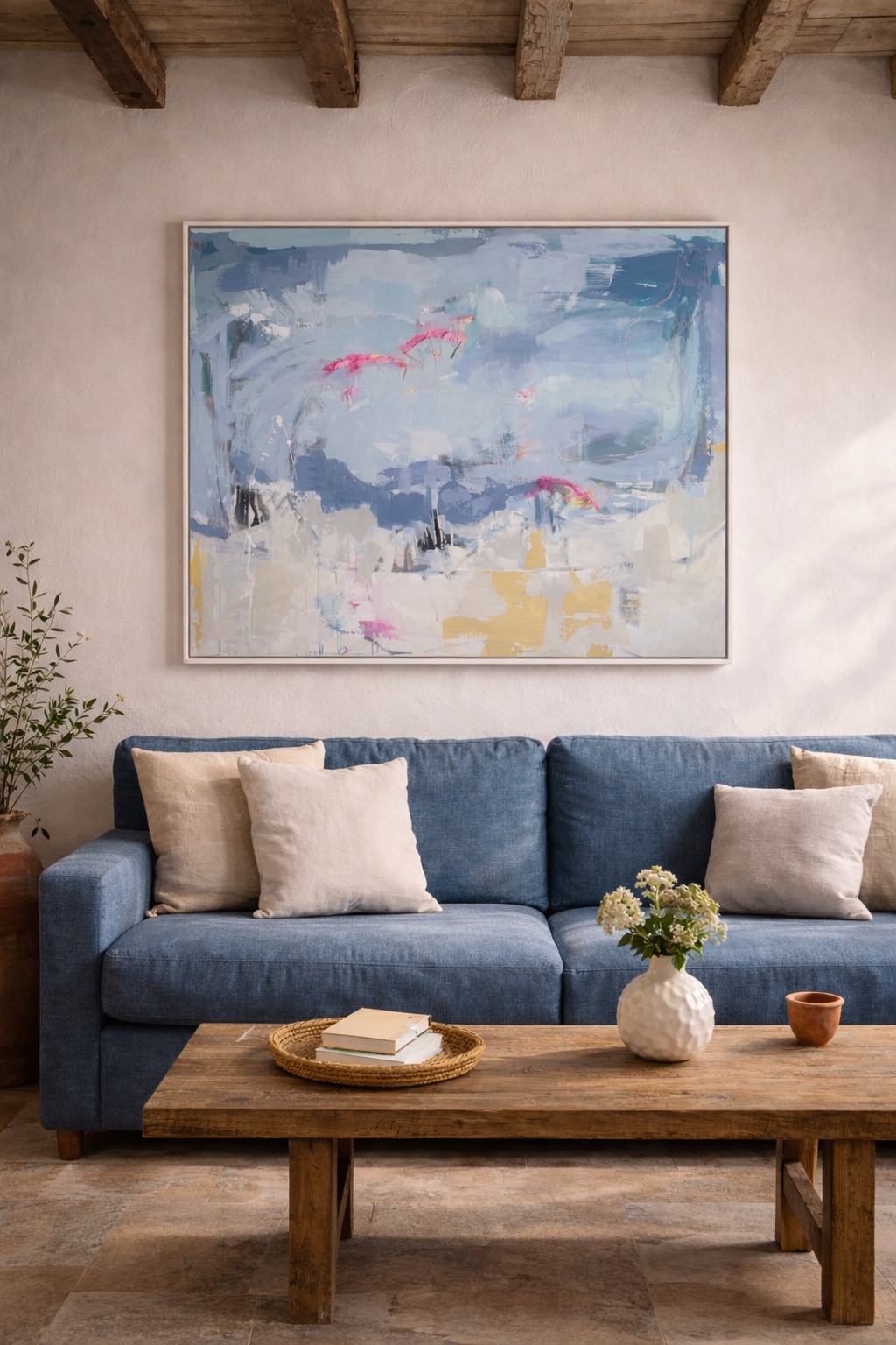 Cuadro KITESURF – obra abstracta en tonos azules, 110×130 cm