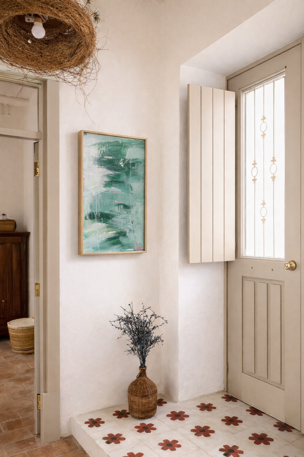 Cuadro NEBULA – obra abstracta en tonos verdes y azules, 60×40 cm